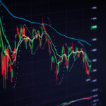 Stock charts on the monitor close up. Finance and stock exchange concept.